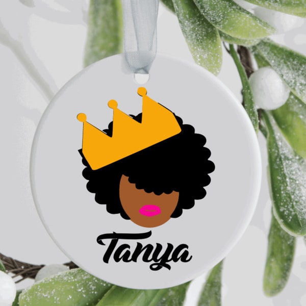 Afro Queen Christmas Ornament, Black CultureChristmas  Ornament