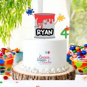 Personalized 4pc Paint Themed Cake Topper
