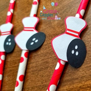12 Bowling Themed Straws