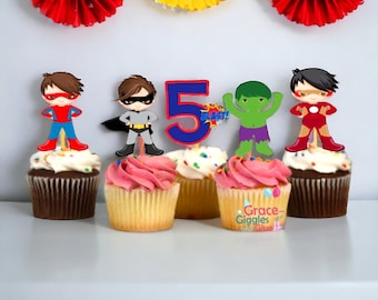 Superhero Themed Cupcake Toppers