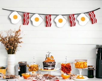 Eggs and Bacon Banner,  Breakfast Garland, Pajamas and Pancakes Banner