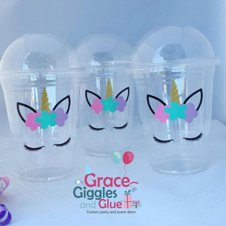 Unicorn Eyelash Themed Dome Lid Party Favor Cups image 1