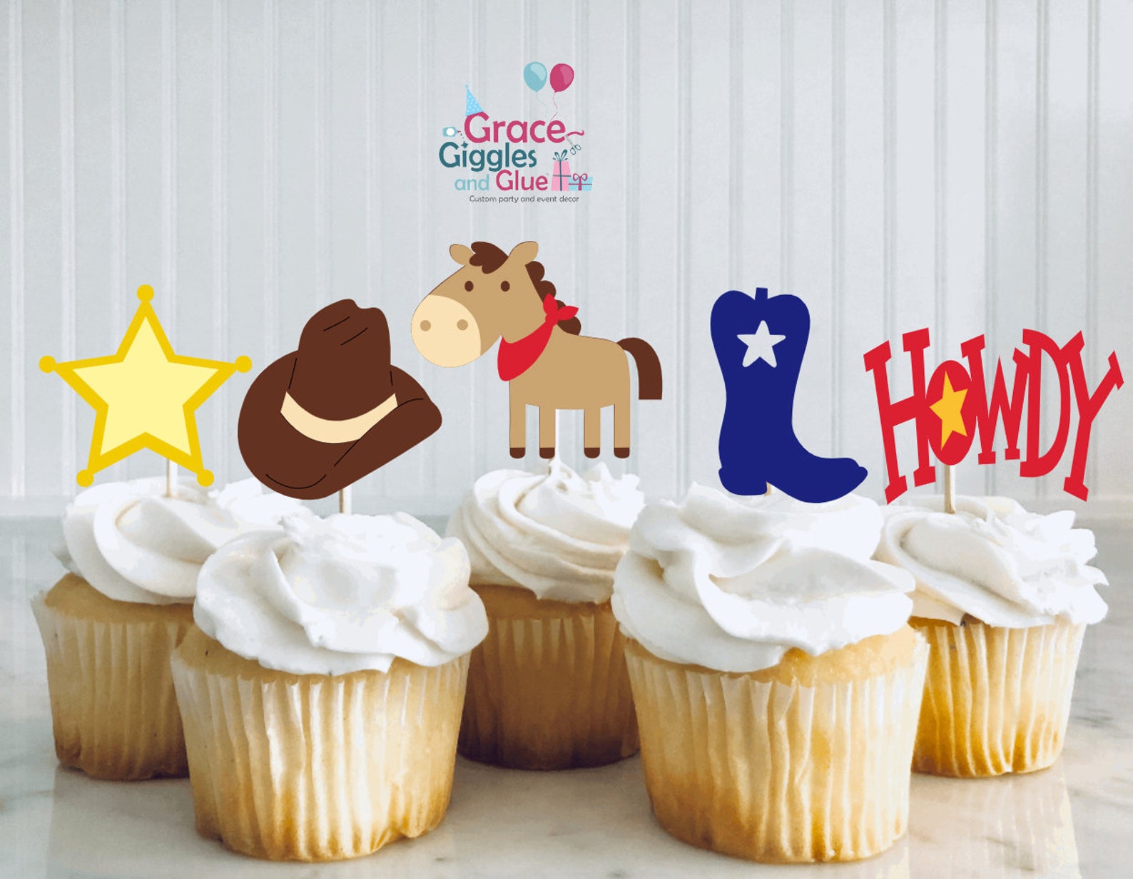 Cowboy Themed Cupcake Toppers Wild West Cupcake Topper - Etsy