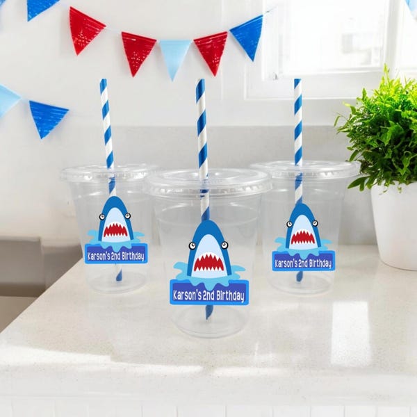 Custom Shark Themed Party Cups