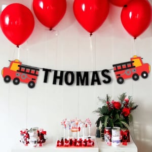 Custom Fire Truck Banner, Fire Truck Garland