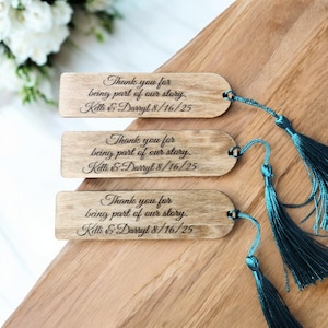 Custom Engraved Wooden Bookmark Favor, Wedding Favors, Rustic Party Favors