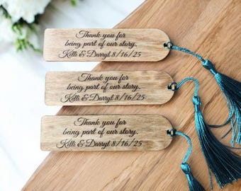 Custom Engraved Wooden Bookmark Favor, Wedding Favors, Rustic Party Favors