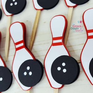 Bowling Themed Cupcake  Toppers