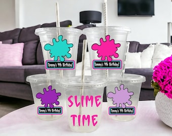 Slime Themed Party Cups with Lids and Straws!
