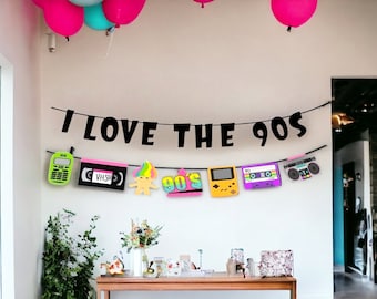 I Love the 90s Banner, 90's Party Garland