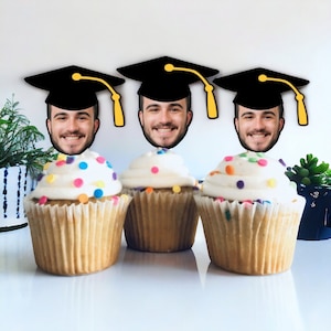 Graduation Photo Cupcake Toppers, Custom 2025 Graduation Cupcake Toppers