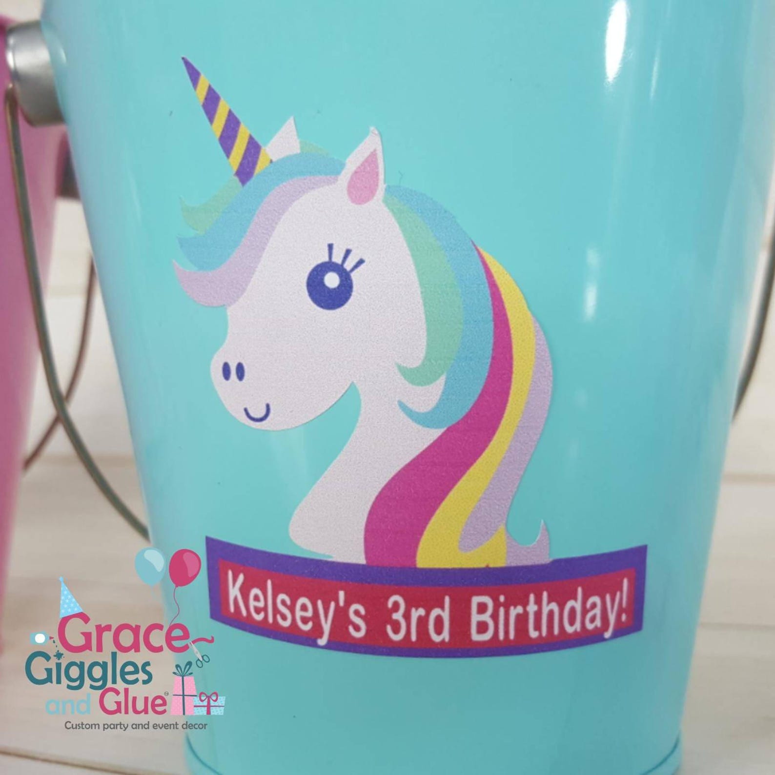5 Metal Unicorn Inspired Favor Pails Etsy