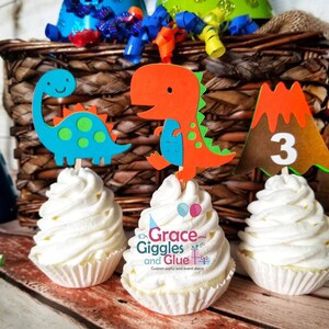 Personalized Dinosaur Cupcake Toppers