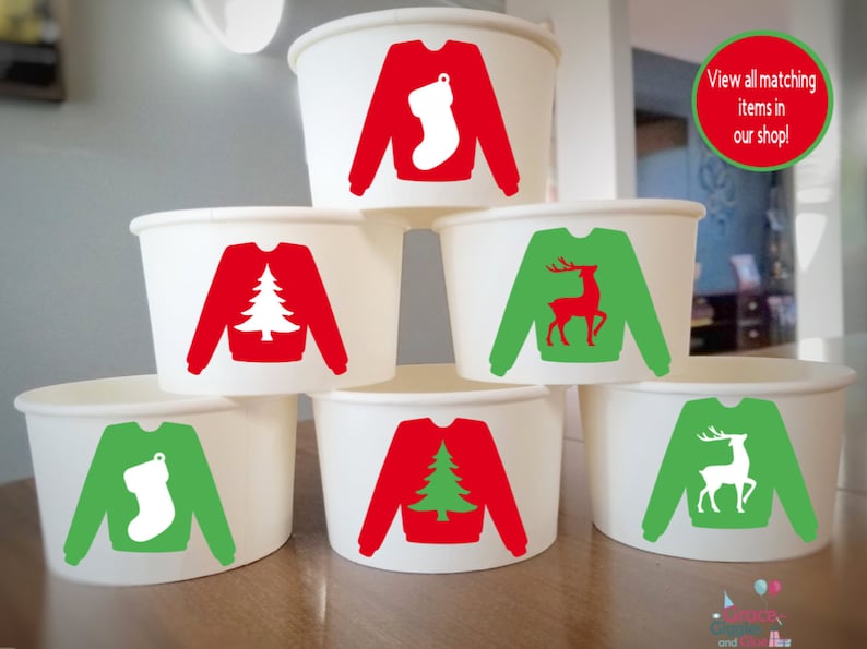 Ugly Christmas Sweater Party Snack Cups Christmas Party Favors