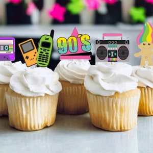90s Party Themed Cupcake Toppers