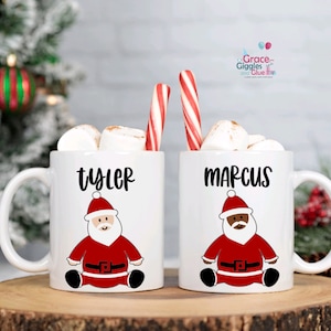 Personalized Santa Mugs, Black Santa Mug, Christmas Mugs