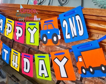 Transportation Themed Happy Birthday Banner