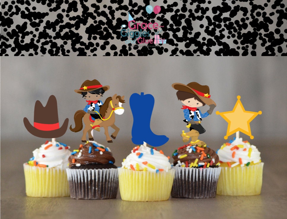 Cowboy Themed Cupcake Toppers Wild West Cupcake Toppers | Etsy