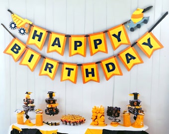 Construction Themed Name Banner, Cobstruction Birthday Banner, Construction Highchair Banner