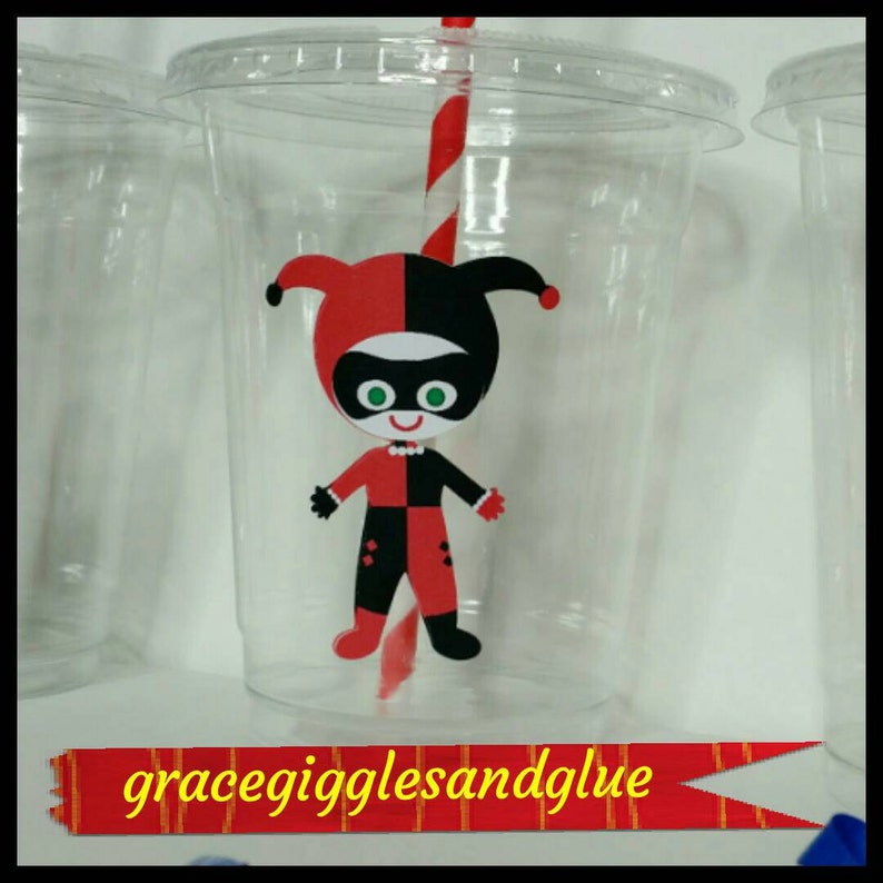 12 Harley Quinn Inspired Cupcake Toppers Superhero Villain Etsy