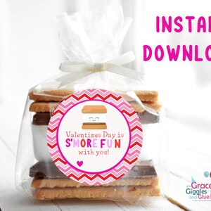 Smore Themed Instant Download Valentinstag Gunsten Tags, druckbare Smore Valentinstag Gefälligkeiten