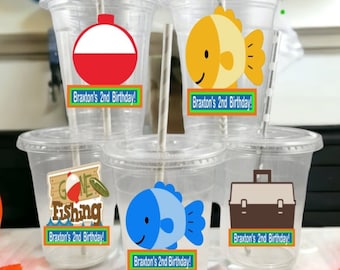 Gone Fishin Fishing Party Cups Birthday Personalized - Etsy