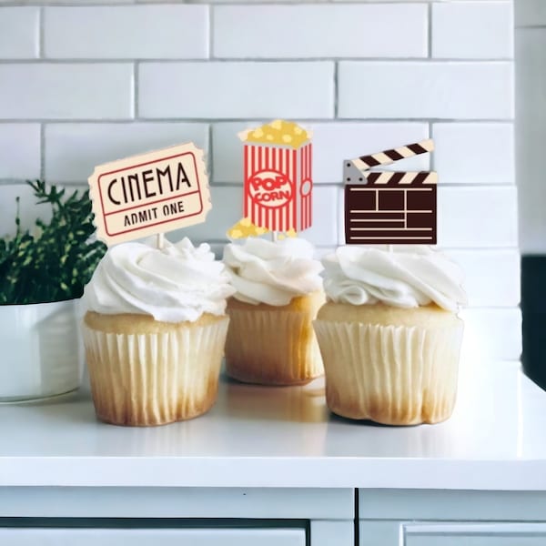 Movie Night Themed Cupcake Toppers