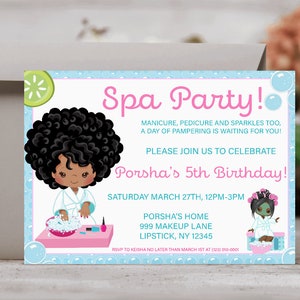 Digital African American Spa Party Invitation