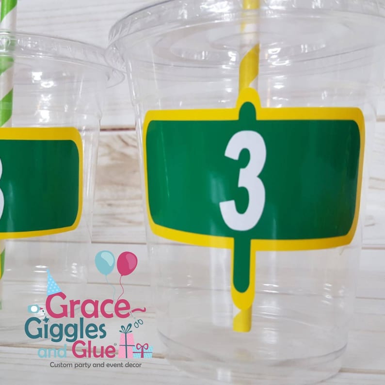 12 Personalized Street Themed Party Cups with straws and Lids