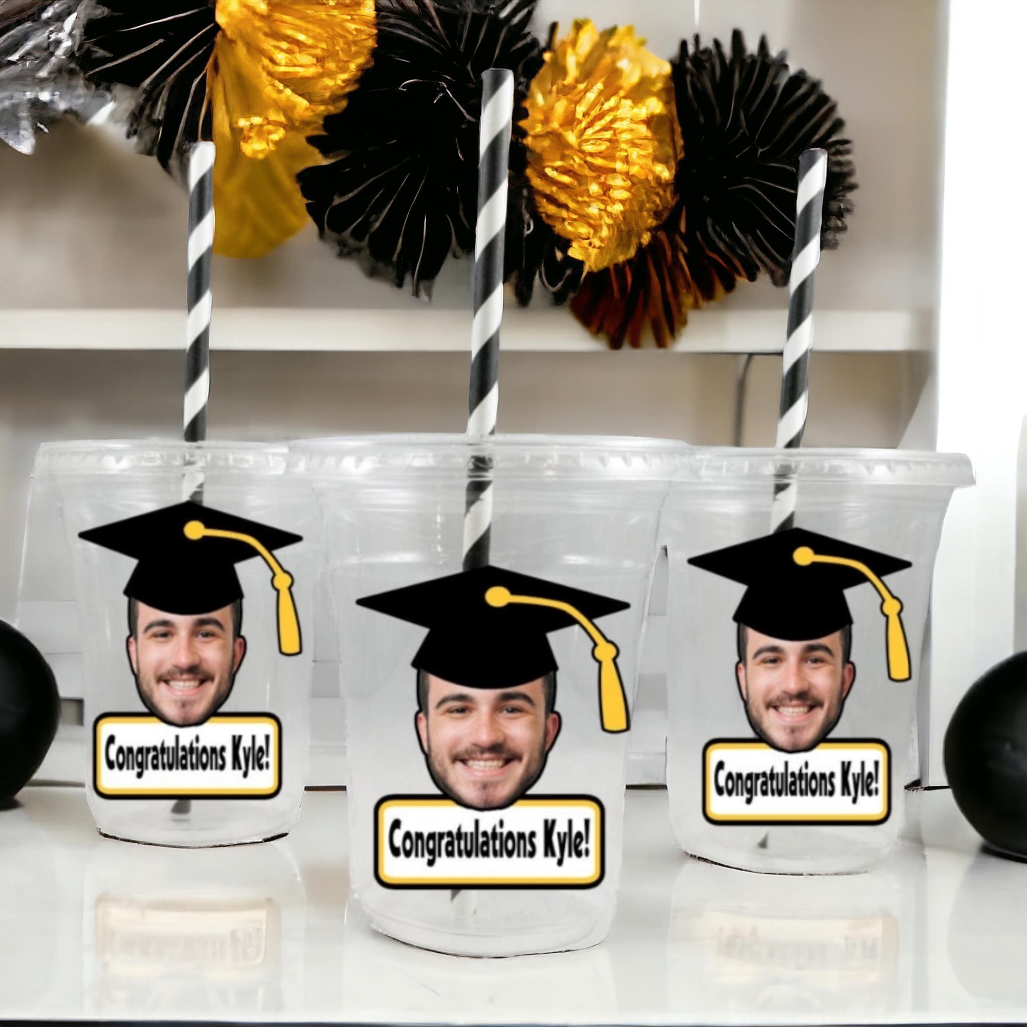 Grad Face Sticks Graduation Face on a Stick, Custom Face Cutout, Party Prop Fat Head ...