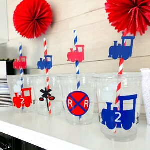 Chugga Chugga Two Two Party Cups, Train Party Cups with Train Straws
