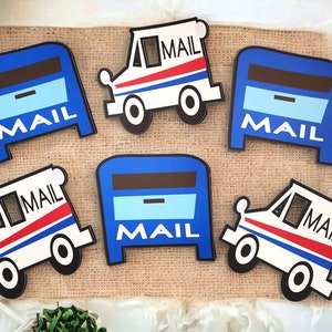 6 (4 inch) Mail Party Cutouts, Mailman Die Cuts