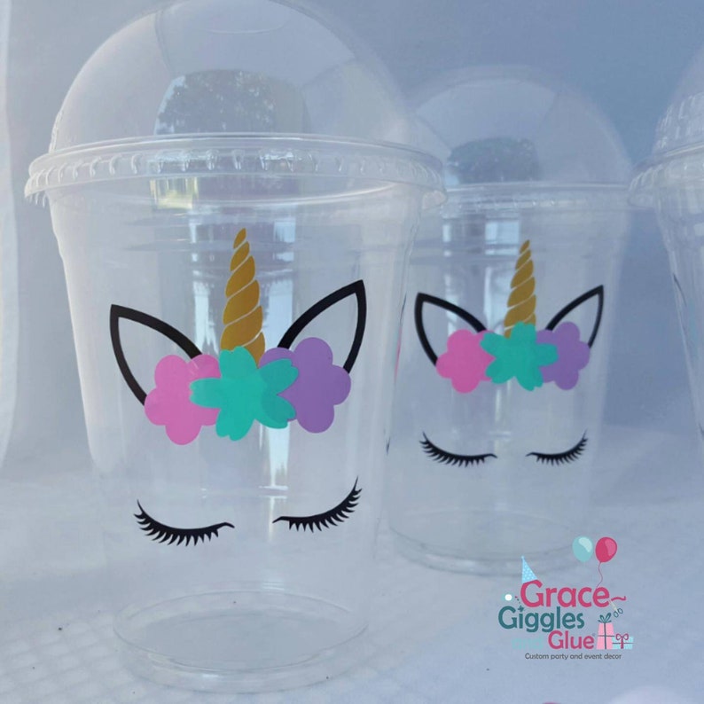 Unicorn Eyelash Themed Dome Lid Party Favor Cups image 2