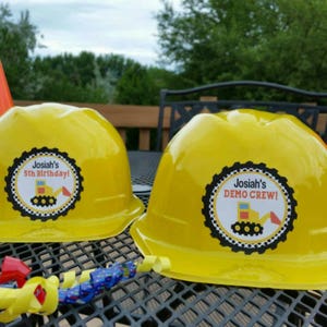 Personalized Plastic Construction Party Hats, Construction Party Favors