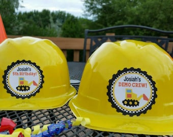 Personalized Plastic Construction Party Hats, Construction Party Favors