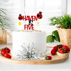 Personalized Ladybug Themed Cake Topper