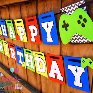 Video Game Themed Name Banner, Video Game Happy Birthday Banner