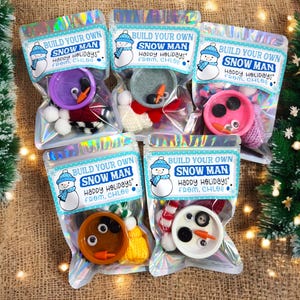 Christmas Party Favors, Build Your Own Snowman, Holiday Party Doh Craft, Class Party Treat Bag, Kids Winter Party, Classroom Student Gift