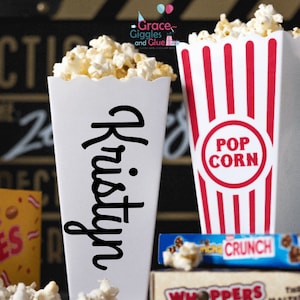 Personalized Reusable Popcorn Tub, Movie popcorn Tubs, Popcorn Favors