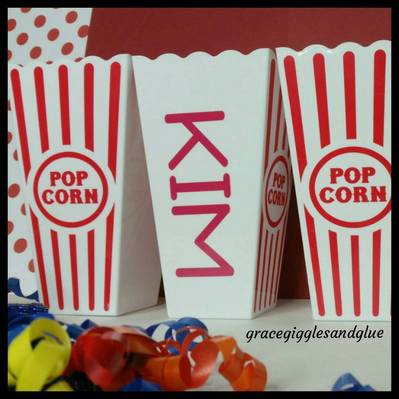 5 Personalized Reusable Popcorn Tubs Family Movie Night Tubs Etsy