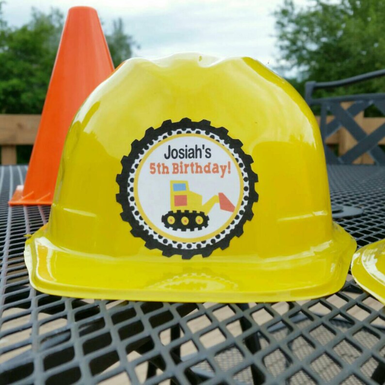 1 Personalized Plastic Construction Party Hat Construction Etsy