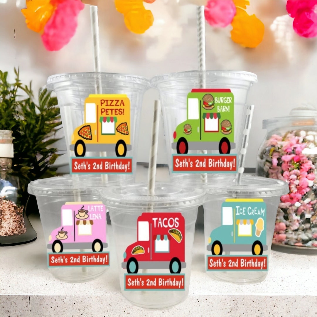 Personalized Food Truck Themed Party Cups With Straws and Lids!, Food ...