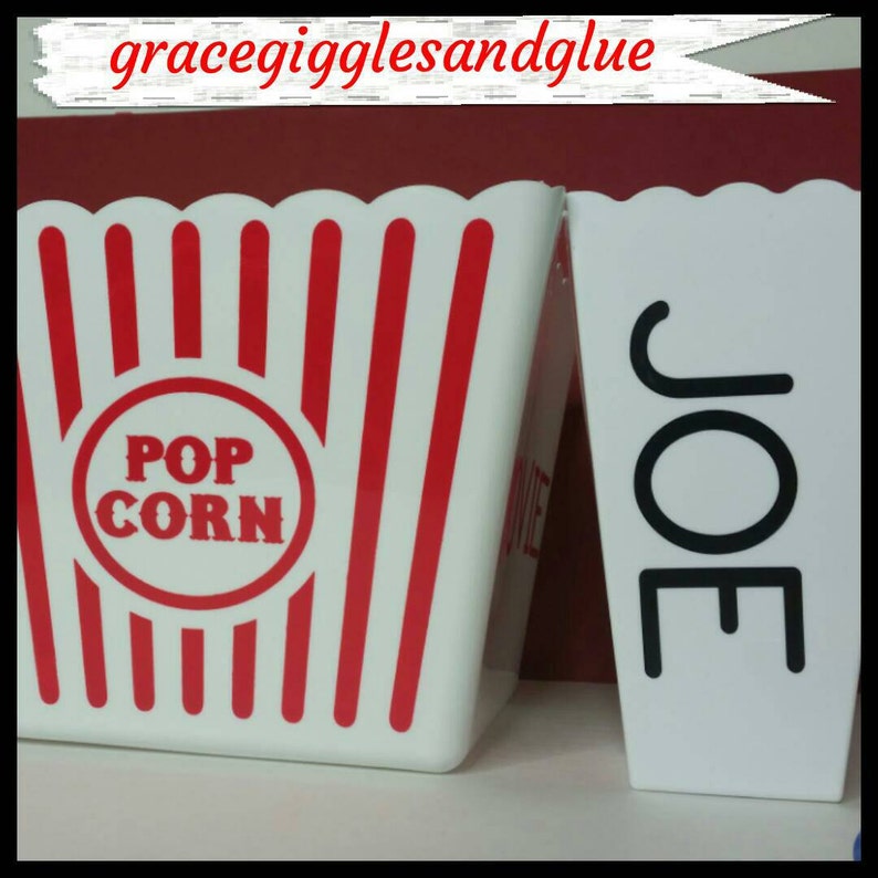 5 Personalized Reusable Popcorn Tubs Family Movie Night Tubs Etsy