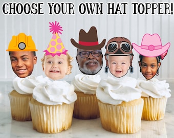 Custom Face Cupcake Toppers, Custom Birthday Party Cupcake Toppers