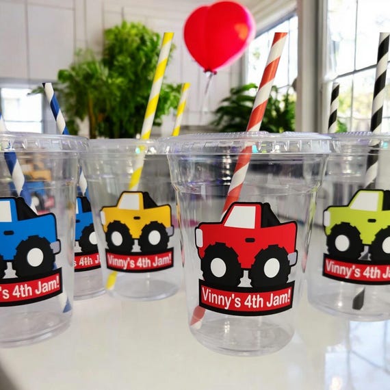 Personalized Monster Truck party cups