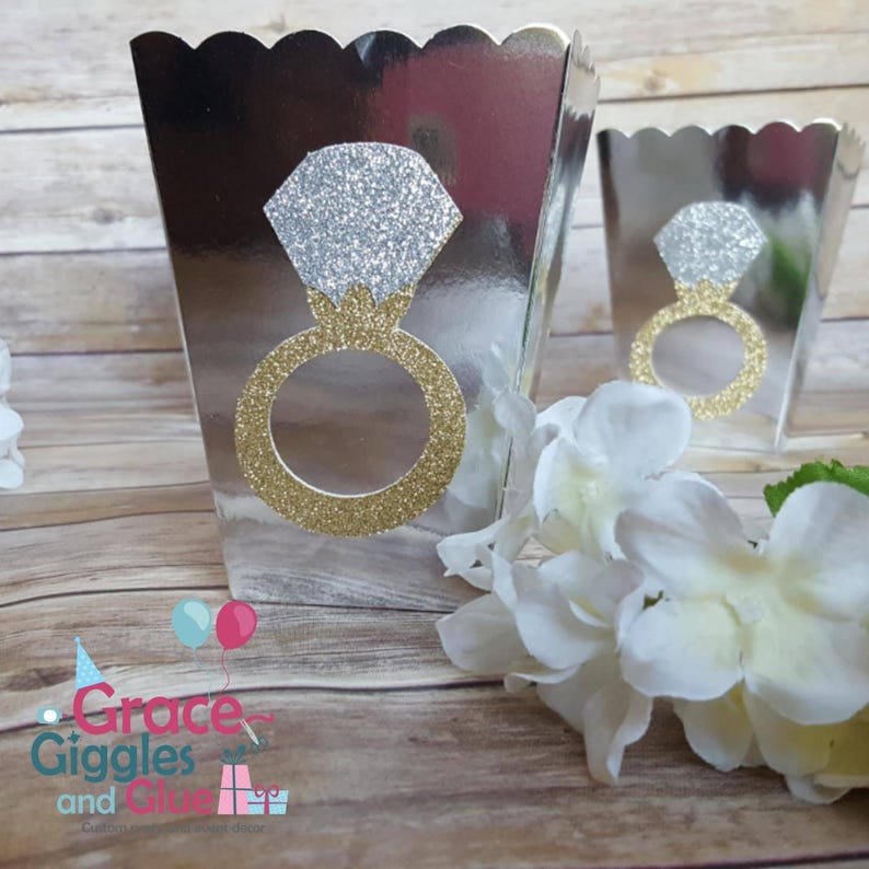 10 Gold or Silver Glitter Diamond Ring Themed Favor Boxes Etsy