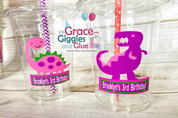 Dinosaur Kids Custom Straw Cup With Personalized Name Pastel -    Personalized kids cups, Dinosaur kids, Party favors for kids birthday