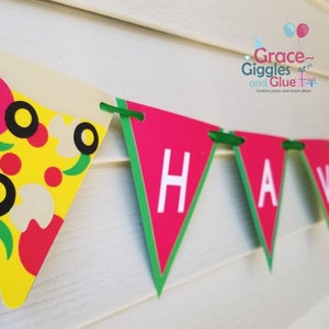 Pizza Happy Birthday Banner, Pizza Name Banner
