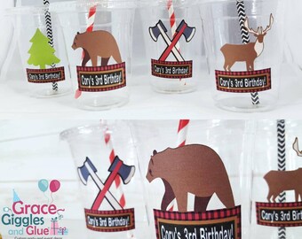 Personalized Lumberjack Themed party cups