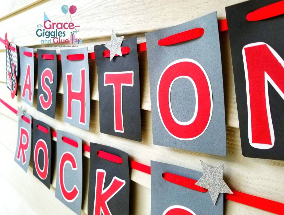 Personalized Rock Star Themed Happy Birthday Banner Rock N - Etsy